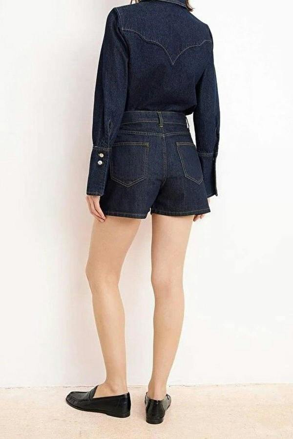 WOVCOR High-Waisted Denim Shorts