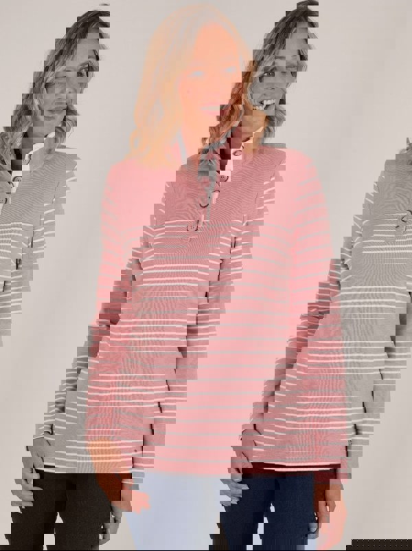 PennyPlain Striped Funnel Neck Top - Dusk