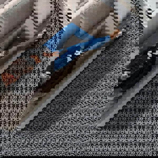 WFS6019 - Dark Cement Seamless Floral Pattern Floor Stickers 120cm x 60 cm