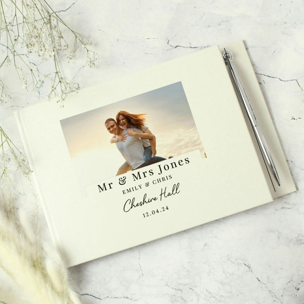 Personalised Memento Company Personalised Photo Upload Hardback Guest Book & Pen