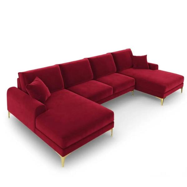 Snug Furniture Monroe Plush U-Shaped Corner Sofa with Gold Legs