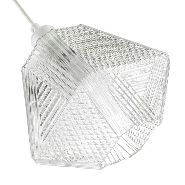 Moulded Clear Glass Pendant Light Shade with Dimples and Etched Lines Image 4