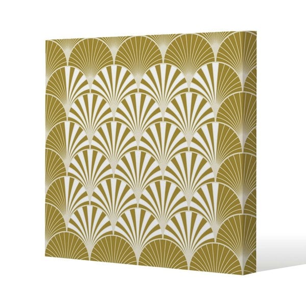 Benjamin Tate Design Golden Semi Circles Slim Style Canvas Print  40x40cm , 15mm Slim Real wood.