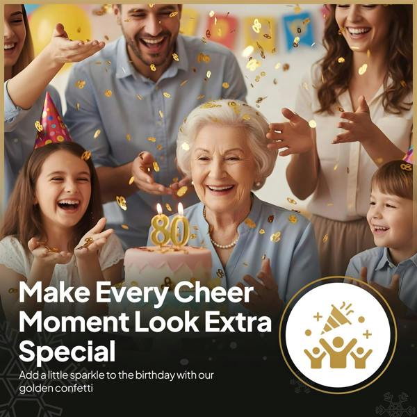 80th Birthday Gold Foil Confetti Family Pack for Table Decor and Celebration Displays image 2