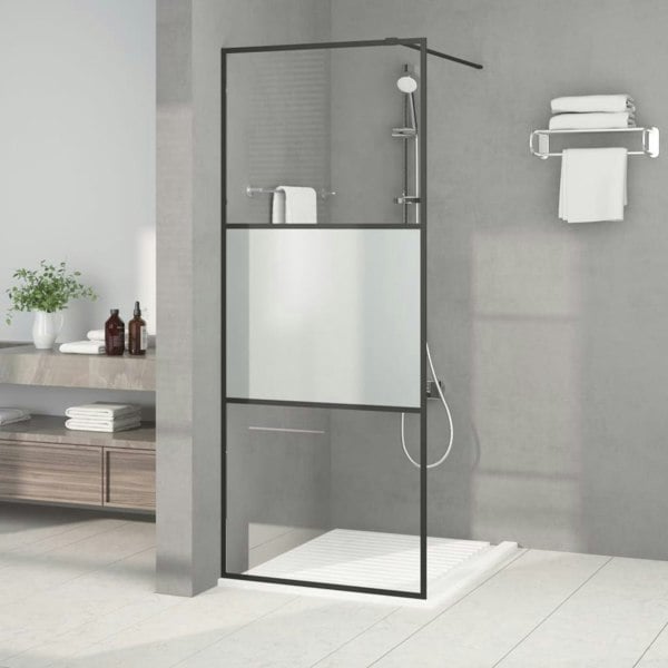 Berkfield Walk-in Shower Wall Black 80x195 cm Half Frosted ESG Glass