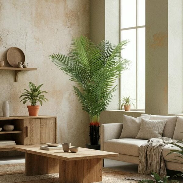 Wyld Haus Nomovi Artificial Areca Palm With Full Canopy Leaf Design In Pot 150cm Green