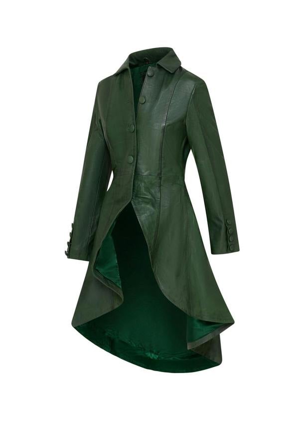 Infinity Leather Womens Gothic Full Length Victorian Leather Coat - Vantaa