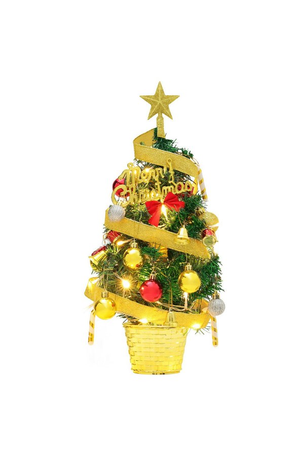 Living and Home Mini Artificial Pine Tree with Christmas Ornaments Desktop Decoration