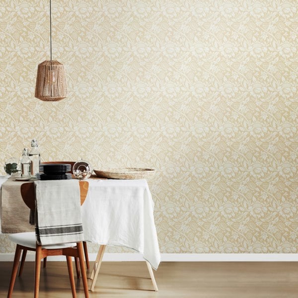 Hoopla Walls Damask Trail - Linen 10m Wallpaper
