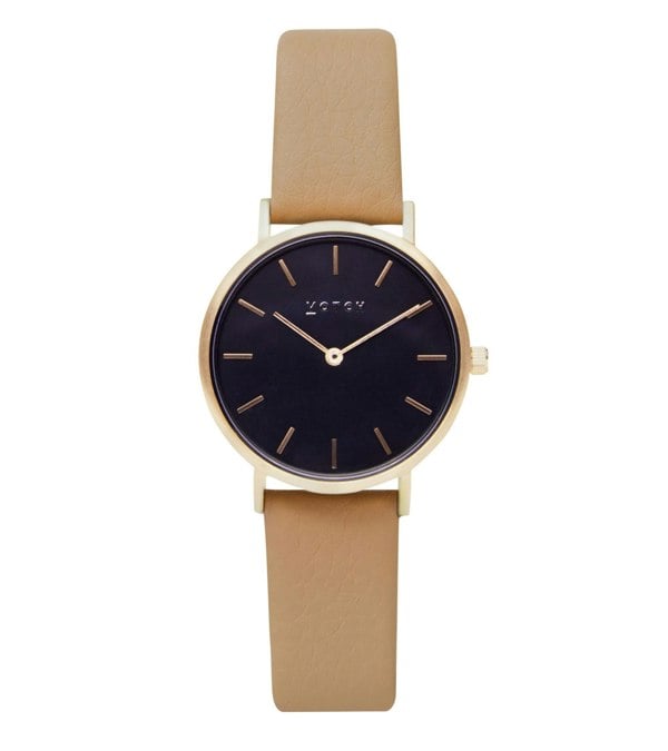 Votch Gold & Black with Tan Watch | Petite