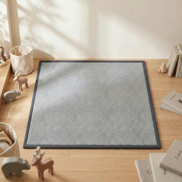 Baby Play Mat, 3CM Thick Foam Playmat Rug, Soft Flannel, Non-Slip, Water Resistant, Easy Care, 127 x 127 cm, Dark Grey