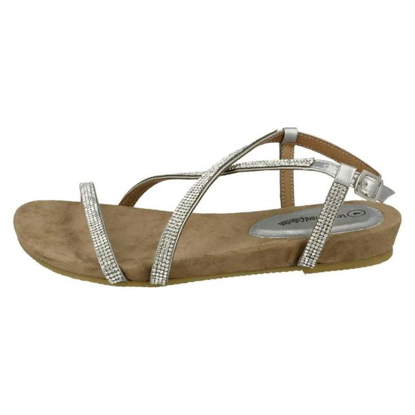 Leather Collection Ladies Leather Collection Diamante X Strap Sandals