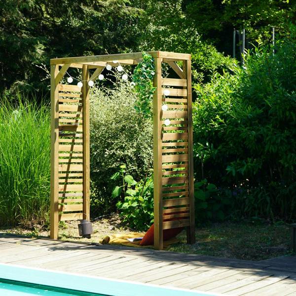 Cerland Ling Z Flat Top Garden Arch 2.14m Pressure Treated Slatted Wooden Arch