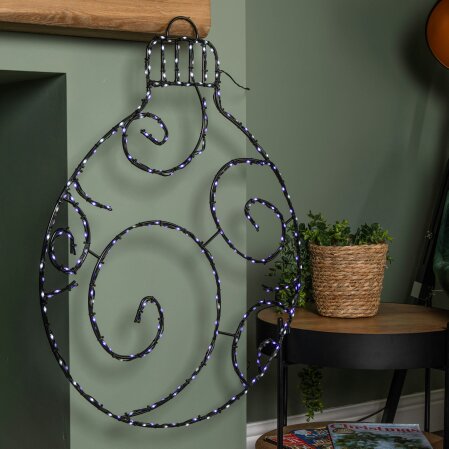Samuel Alexander 78cm Metal Hanging Christmas Bauble with 245 Static & Twinkling LEDs in Blue & White