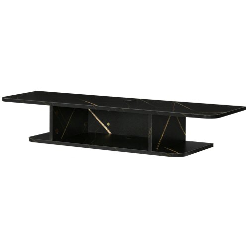 Wyld Haus Dibasa Mizi Wooden Black Floating TV Unit With OFauxn Shelves For Screens Up To 40 Inches