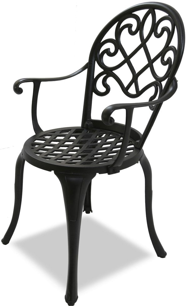 Centurion Supports PREGO Luxurious Garden and Patio Table and 4 Large Chairs with Armrests Cast Aluminium Bistro Set - Black