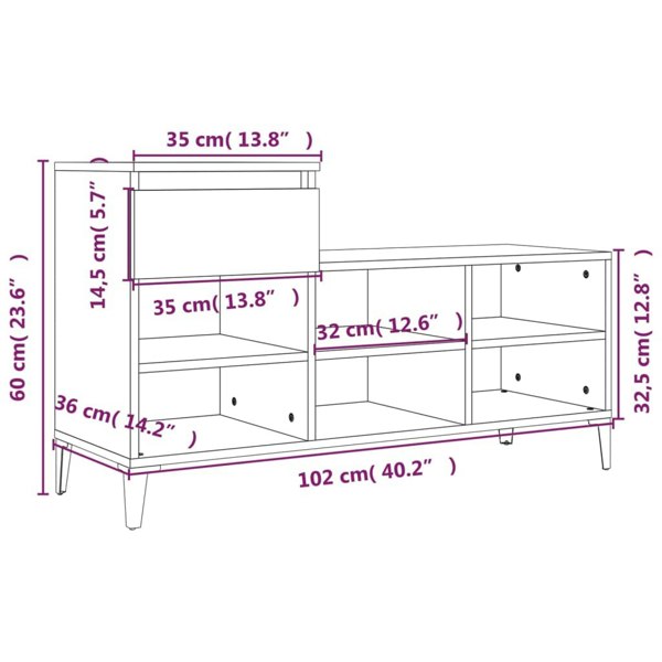 Berkfield Shoe Cabinet High Gloss White 102x36x60 cm Engineered Wood