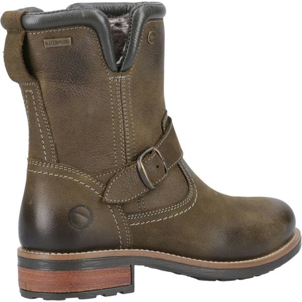 Cotswold Kinsham Leather Women's Khaki Winter Mid Calf Boots