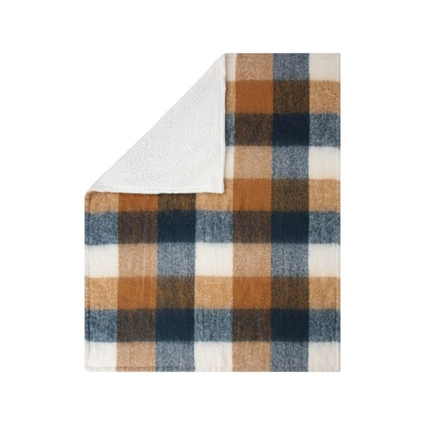 Mountain Warehouse Borg Lined Checked Blanket - Navy