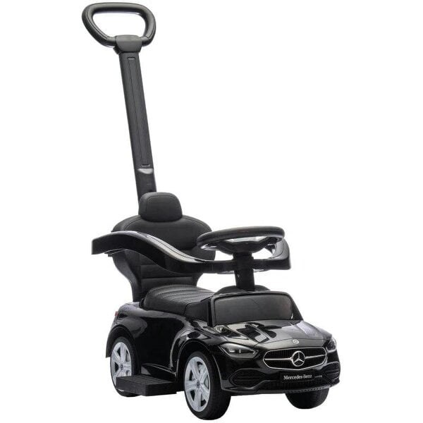 2 in 1 Baby Ride on Push Car Mercedes-Benz C-Class Licensed Walker Foot to Floor Push-Along with Removable Handle, Black