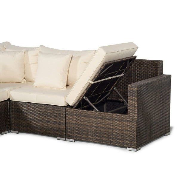 Giardino Havana 5 Seat Rattan Corner Sofa Set with Ice Bucket Coffee Table