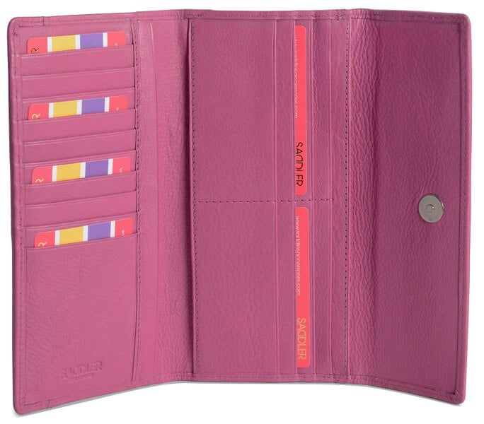SADDLER CLAIRE Long Leather Trifold Purse - 18 Card Slots, Dual Zip Pockets, and Note Sections - RFID Protected