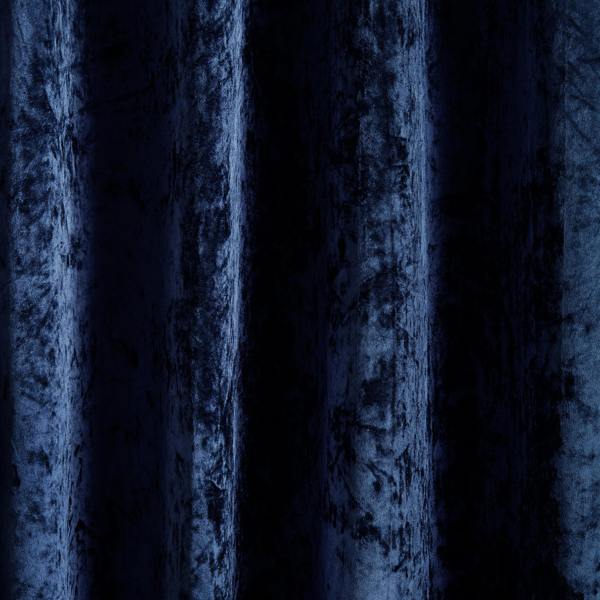 Catherine Lansfield Crushed Velvet Lined Eyelet Curtains Navy Blue