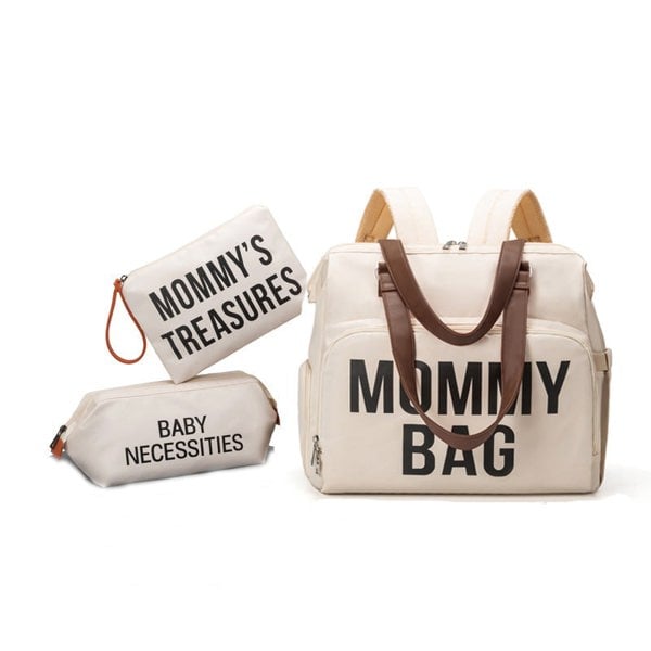 Anymom Mommy Baby Changing Bags White 3 pcs Set Nappy Backpack
