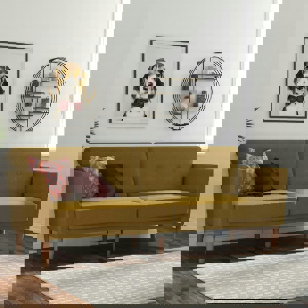 Dorel Home Regal 3-Seater Sofa Bed in Mustard Fabric