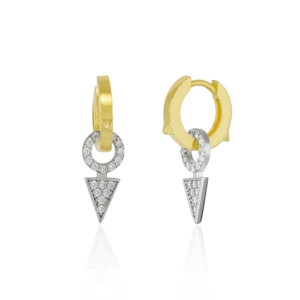 Spero London Sterling Silver Triangle Pave Hoop Earrings