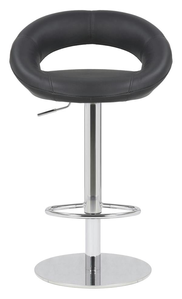 Lamboro Deluxe Sorrento Real Leather Kitchen & Breakasft Bar Stool,  Adjustable Swivel Gas Lift, Black