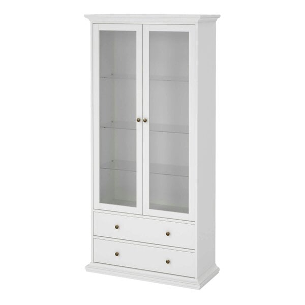 Wyld Haus Osaka Farmhouse White Wooden China Cabinet 2 Drawers 2 Doors 3 Shelves