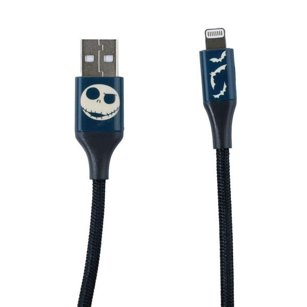 Quest | Nightmare Before Christmas 6ft USB-A To Lightning Braided Charging Cable Jack Bats