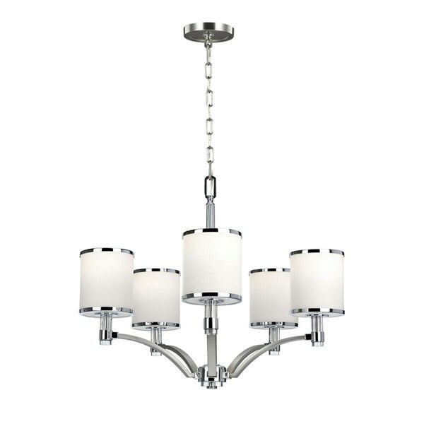 5 Bulb Chandelier Hanging Pendant LIght Satin Nickel/Chrome LED E27 60W Bulb Loops