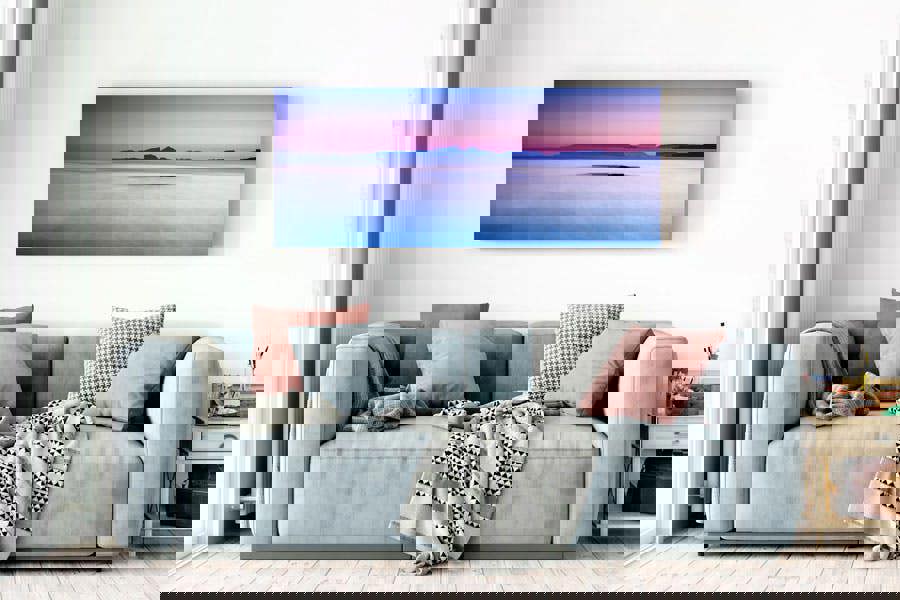 pink and blue coastal seascape canvas print