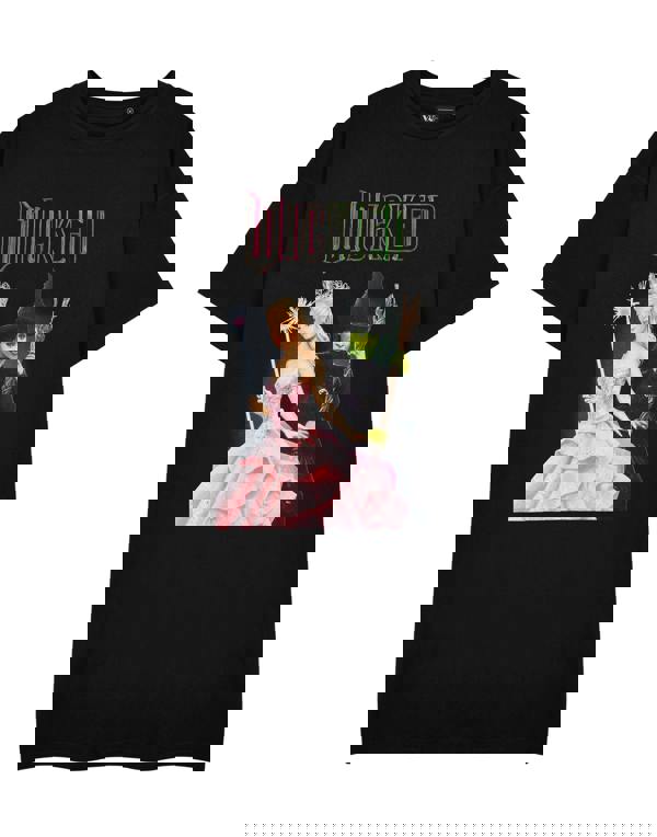 Wicked Womens Black Glinda & Elphaba Short Sleeved T-Shirt Dress