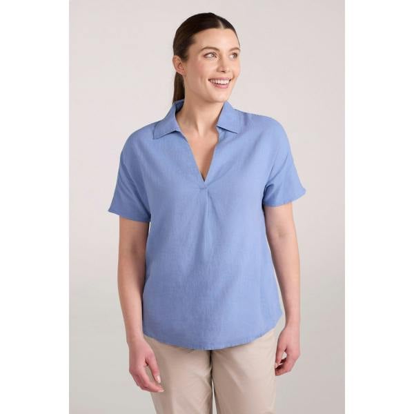 Mountain Warehouse Womens/Ladies Breeze II Linen Short-Sleeved Shirt - Bright Blue - 