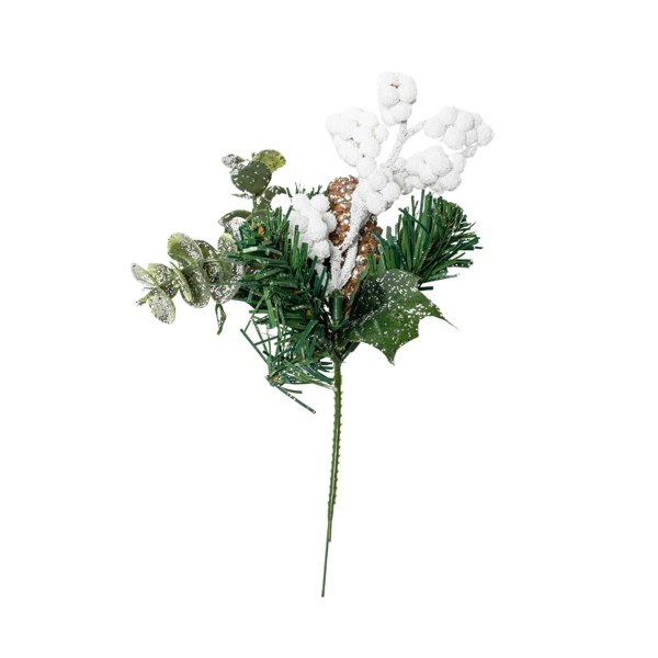 Samuel Alexander 20cm Christmas Eucalyptus Pick with White Frosted Berries and Pinecone