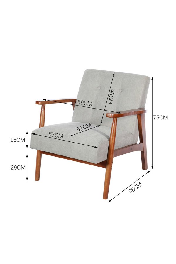 Living and Home Solid Wooden Button Cushion Armchair