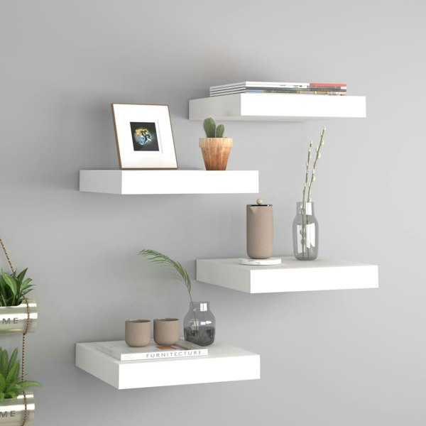 Berkfield Floating Wall Shelves 4 pcs White 23x23.5x3.8 cm MDF