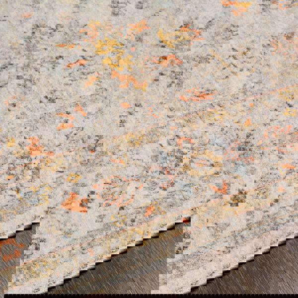 Livabliss Avant Garde-Vintage Beige Blue Orange Traditional Boho Fringe Rug