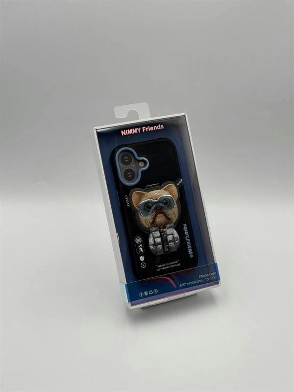 Nimmy Friends Nimmy Cool & Cute 2.0 Little Rich Tycoon Dog Case with MagSafe Stand for iPhone 17 6.3" Black Blue - N-YJKM-CXZJZH-IP17-07