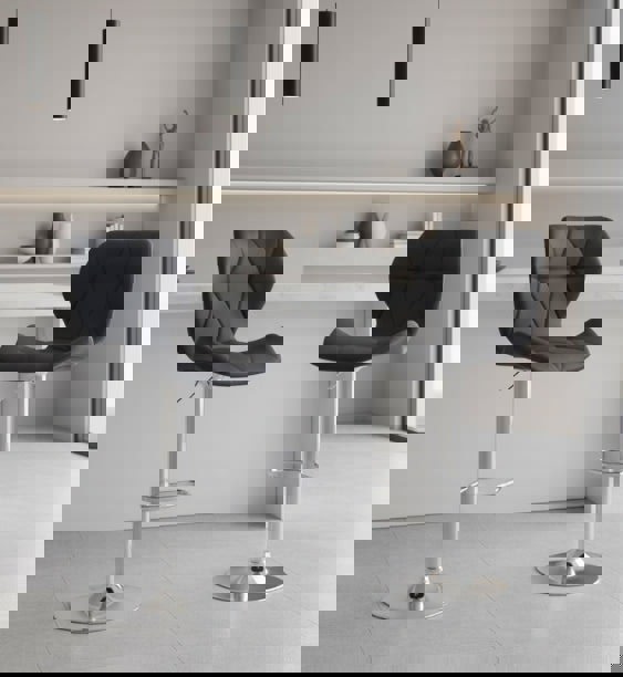 Modcraft Set of 2 Adjustable Swivel Bar Stools with Backrest Gas Lift Kitchen Breakfast Chairs