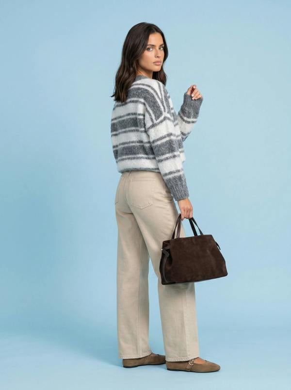 Urban Bliss Wool Blend Stripe V Neck Jumper