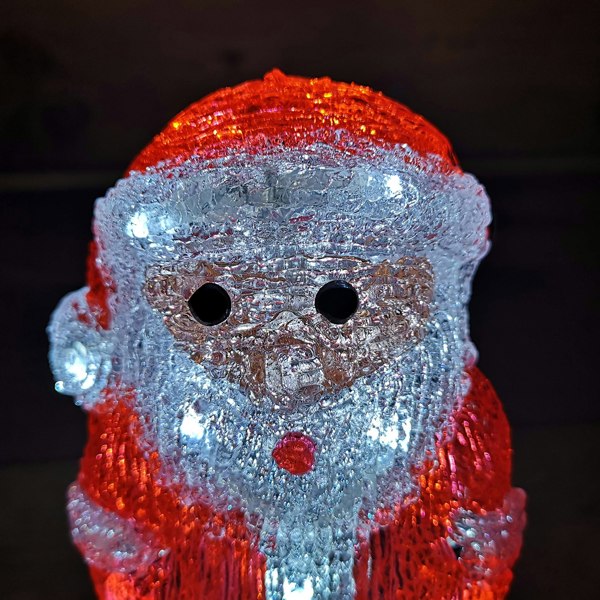 Samuel Alexander 19cm Battery Operated Light up Acrylic Christmas Santa Decoration with 16 Ice White LEDs