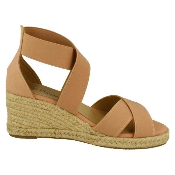 Savannah Ladies Savannah Elasticated Strap Wedge Heeled Sandals F2300