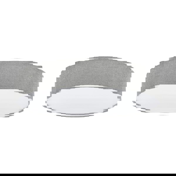 Flush Ceiling Light Colour White Shade Grey White Fabric Linen Bulb E27 5x25W Loops