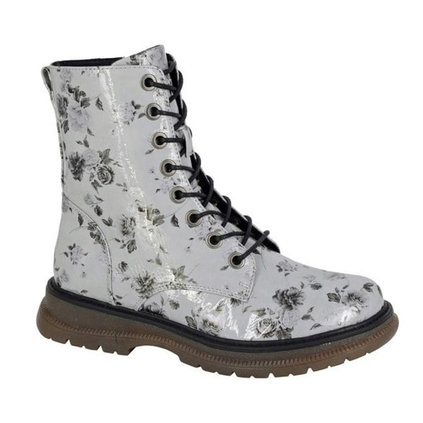 Cipriata Womens/Ladies Annetta Floral Patent PU Ankle Boots - Grey