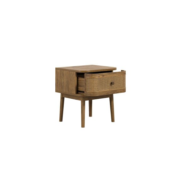 Wyld Haus Pasadena Natural Wood and Rattan Bedside Table 1 Drawer