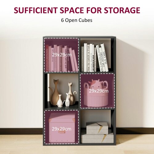 Wyld Haus Vasutte Wooden Black 6 Cube Storage Bookcase